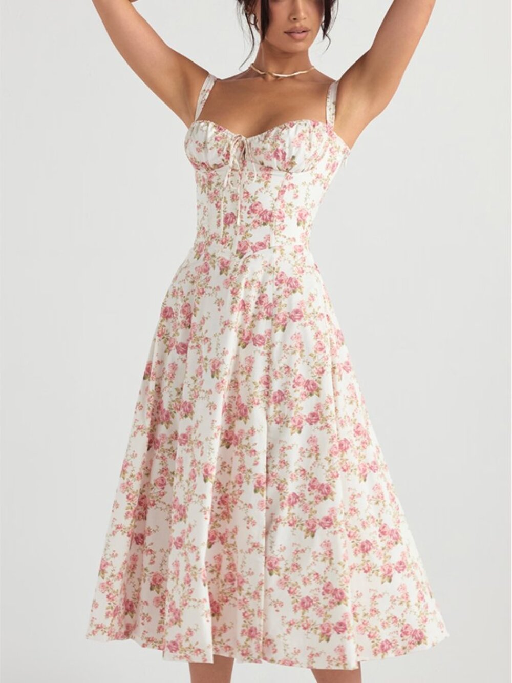Authentic House of CB "Carmen" Floral Corset Midi Dress – XS (D–E Cup) – New